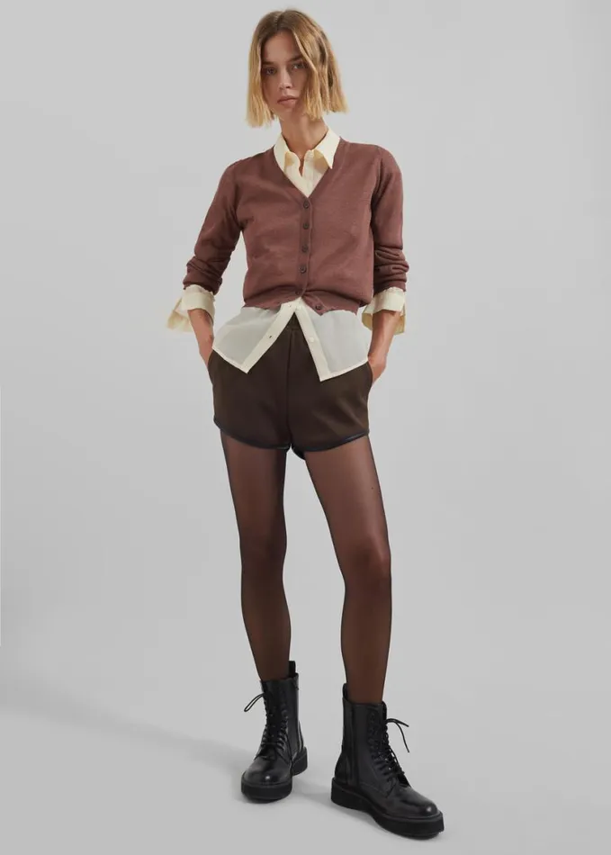 Clothing Women The Frankie Shop Neri Mini Shorts 8211 Brown