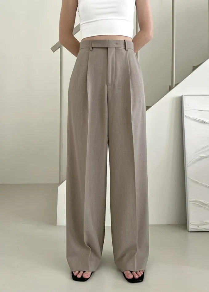 Clothing Women The Frankie Shop Nessi Pintuck Trousers 8211 Taupe