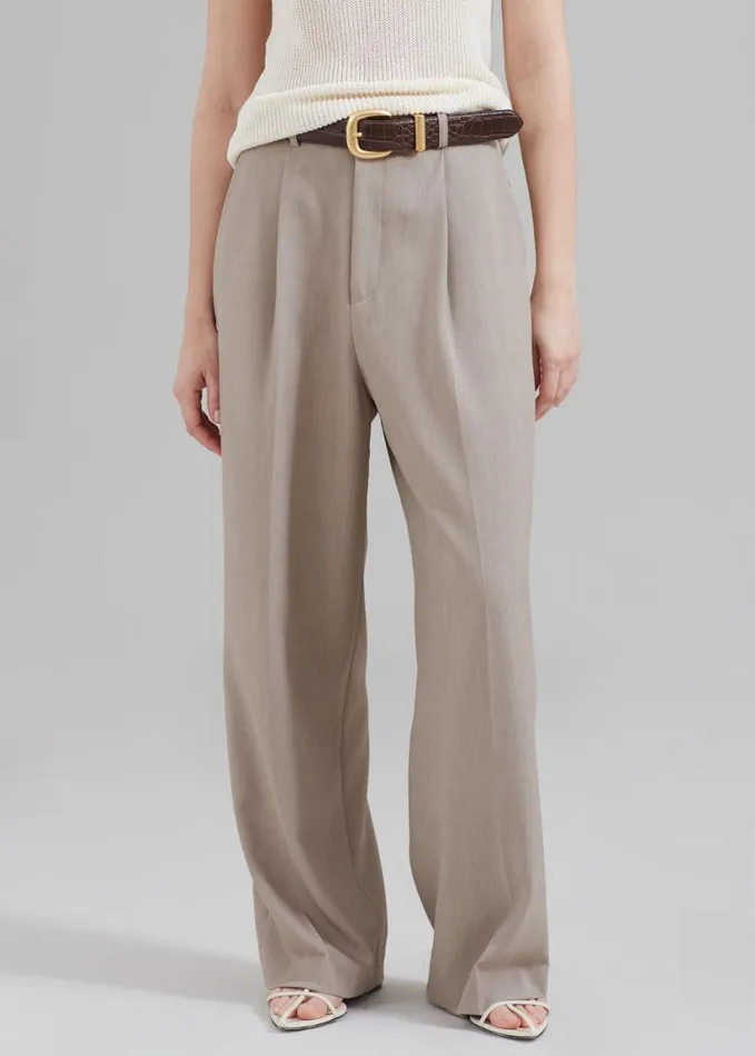 Clothing Women The Frankie Shop Nessi Pintuck Trousers 8211 Taupe