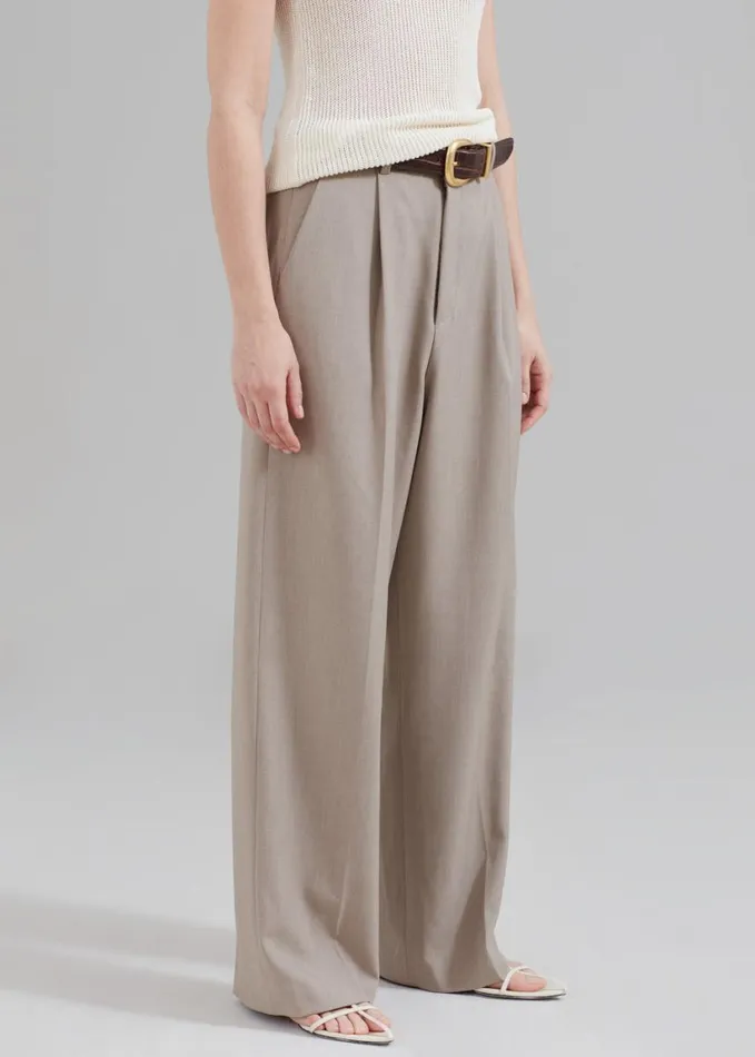 Clothing Women The Frankie Shop Nessi Pintuck Trousers 8211 Taupe
