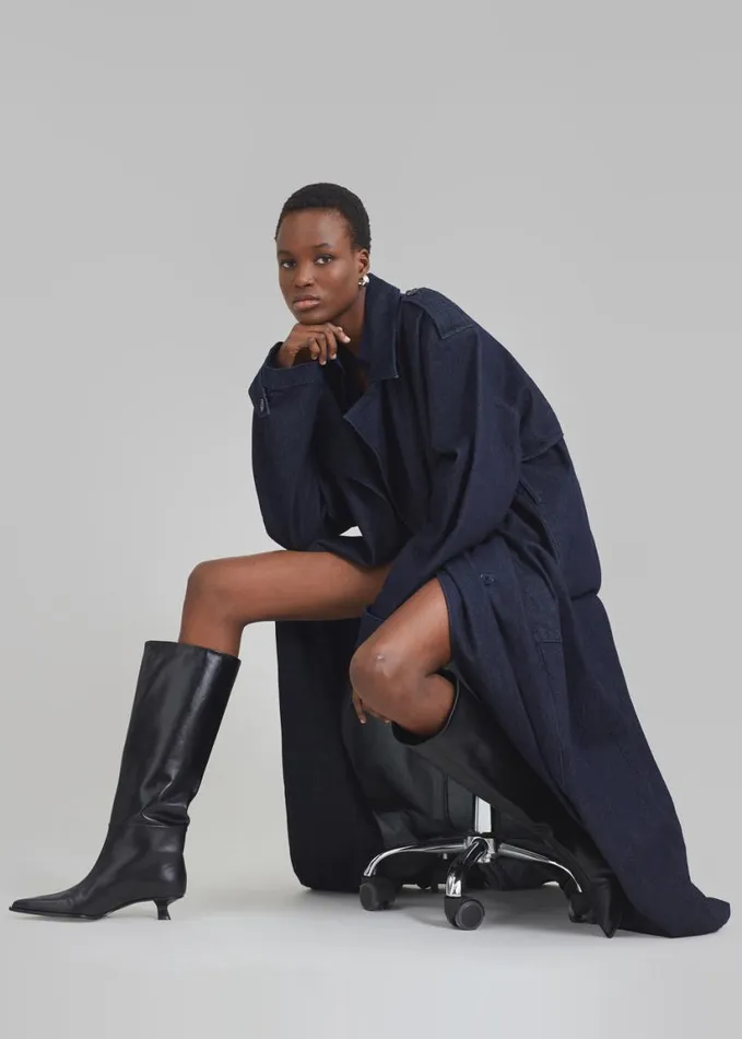 Clothing Women The Frankie Shop Nikola Denim Trench Coat 8211 Raw Wash