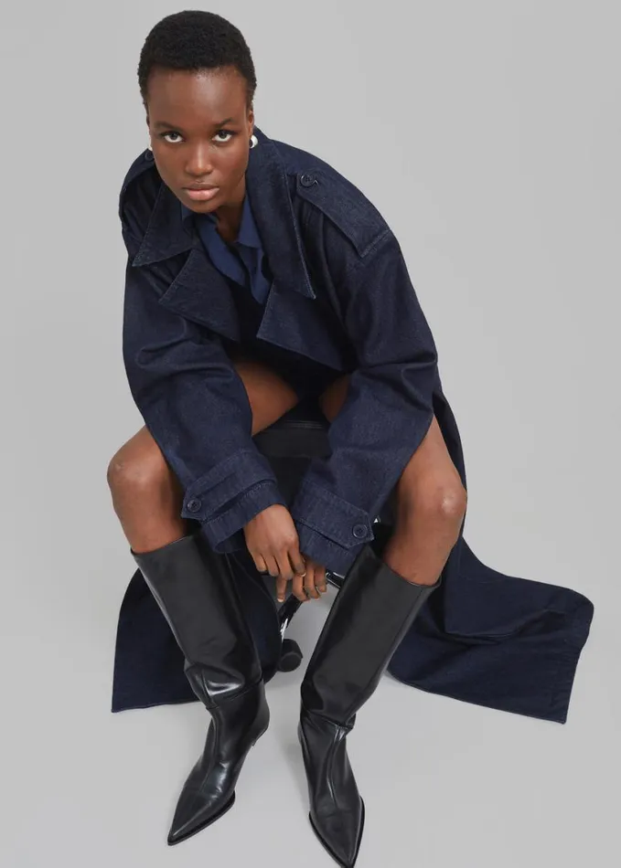 Clothing Women The Frankie Shop Nikola Denim Trench Coat 8211 Raw Wash