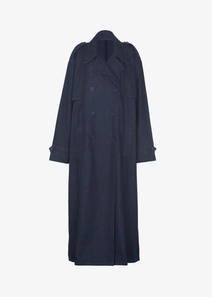 Clothing Women The Frankie Shop Nikola Denim Trench Coat 8211 Raw Wash