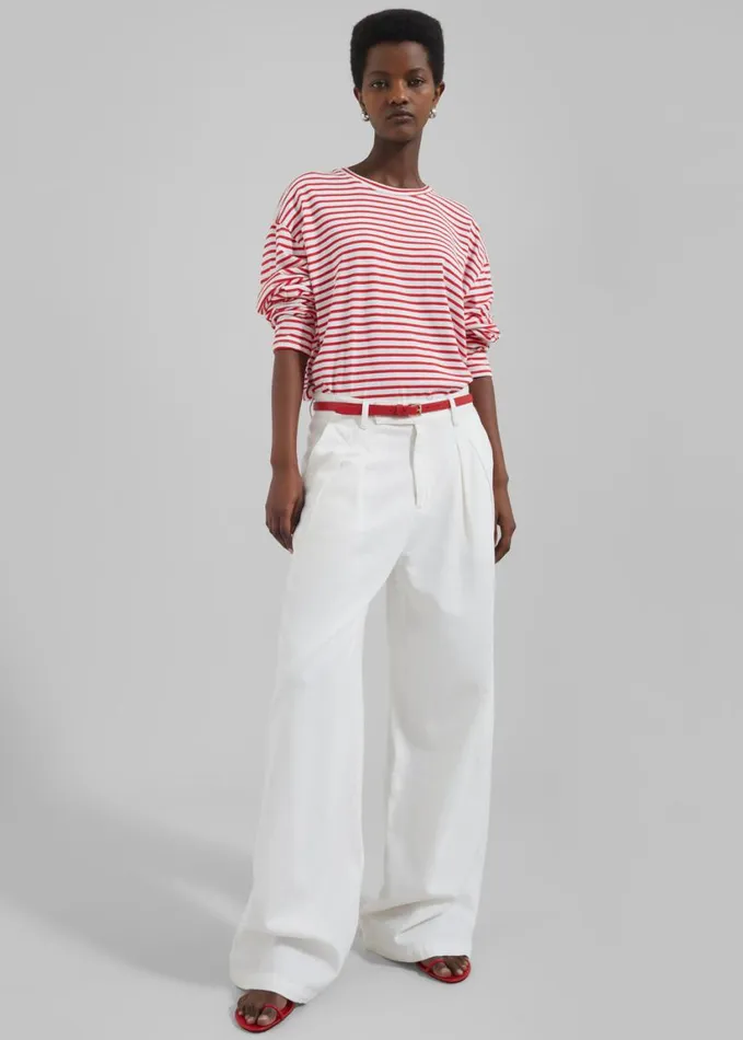 Clothing Women The Frankie Shop Nolan Pleated Denim Trousers 8211 White