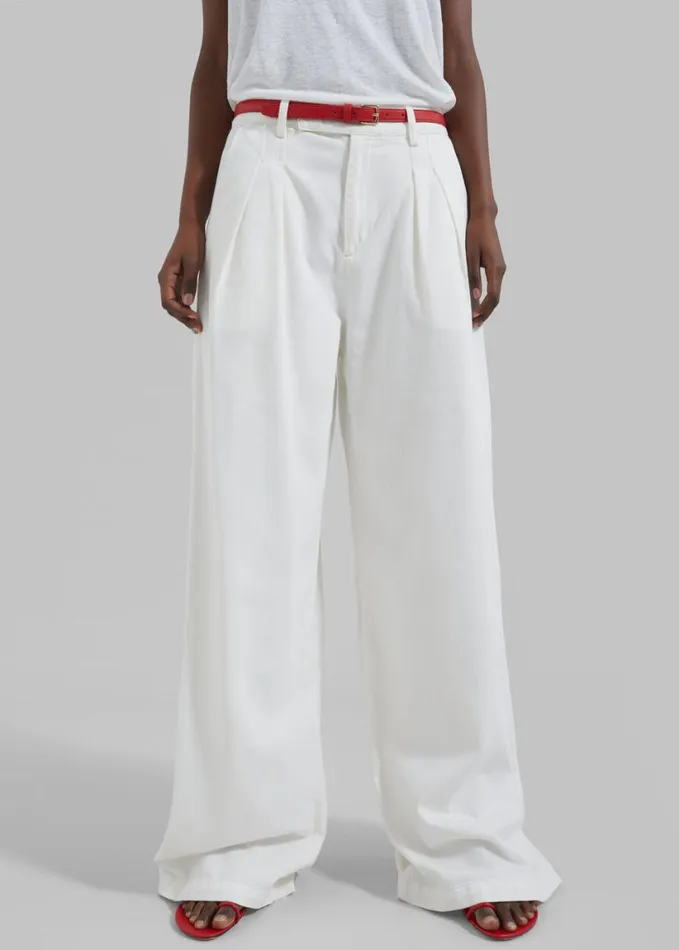 Clothing Women The Frankie Shop Nolan Pleated Denim Trousers 8211 White