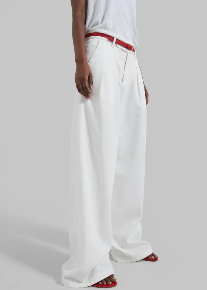 Clothing Women The Frankie Shop Nolan Pleated Denim Trousers 8211 White