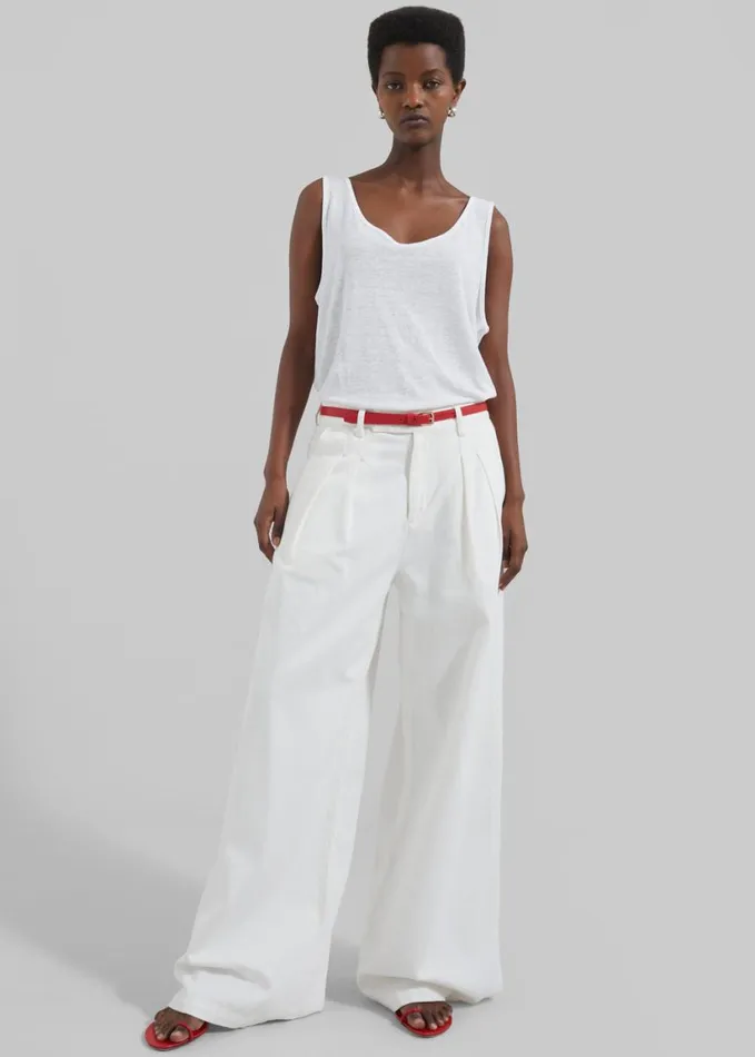 Clothing Women The Frankie Shop Nolan Pleated Denim Trousers 8211 White