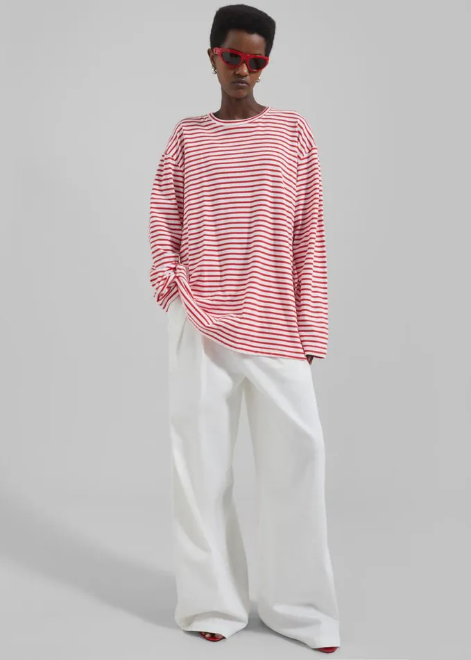 Clothing Women The Frankie Shop Nolan Pleated Denim Trousers 8211 White