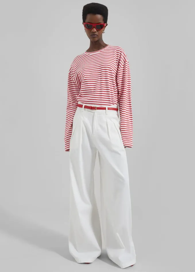Clothing Women The Frankie Shop Nolan Pleated Denim Trousers 8211 White