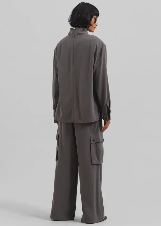 Clothing Women The Frankie Shop Nyro Blouse 8211 Charcoal