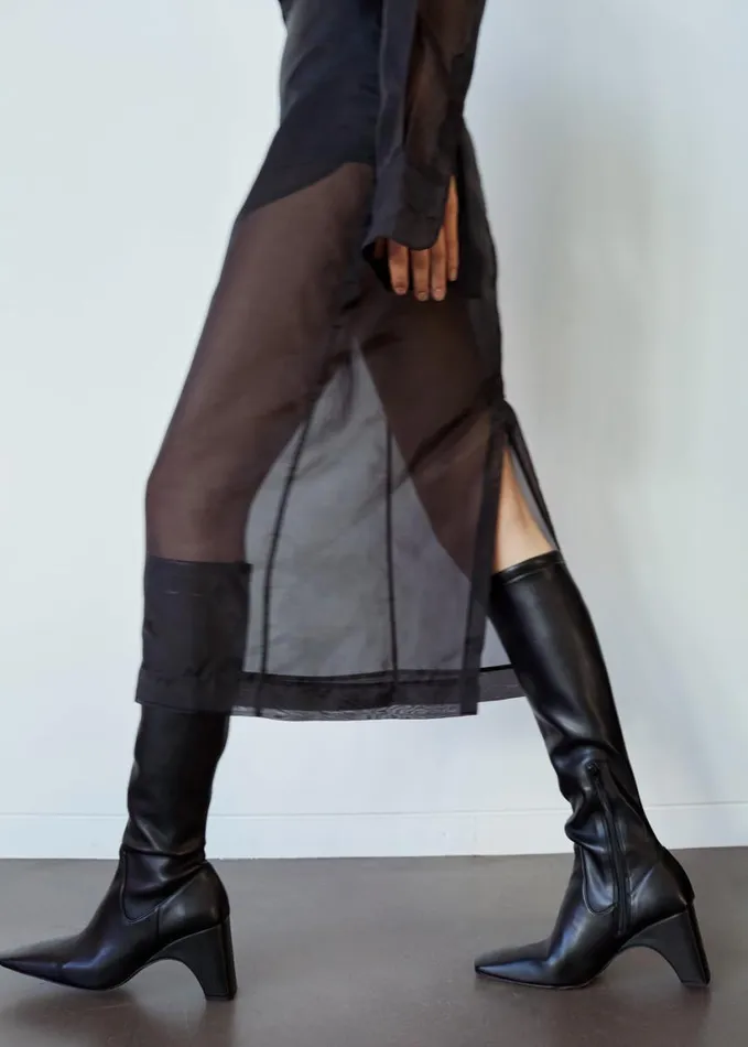 Clothing Women The Frankie Shop Peri Sheer Midi Skirt 8211 Black