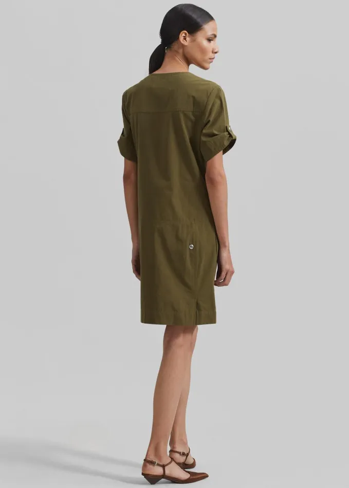 Clothing Women The Frankie Shop Proenza Schouler White Label Watson Dress In Rumpled Cotton 8211 Dark Olive