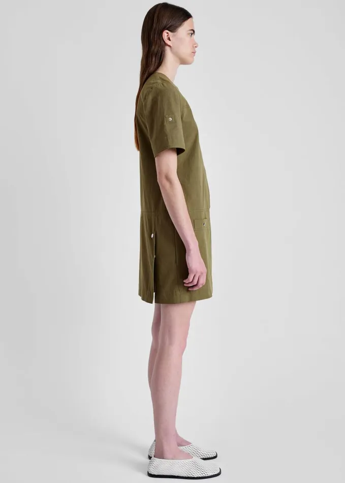 Clothing Women The Frankie Shop Proenza Schouler White Label Watson Dress In Rumpled Cotton 8211 Dark Olive