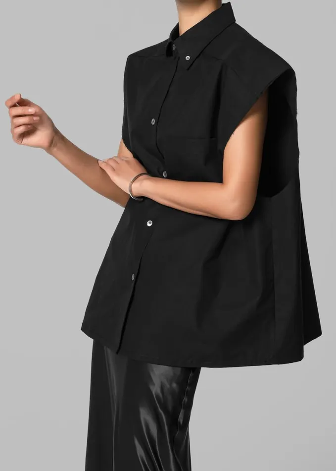 Clothing Women The Frankie Shop Rae Sleeveless Button Down Shirt 8211 Black