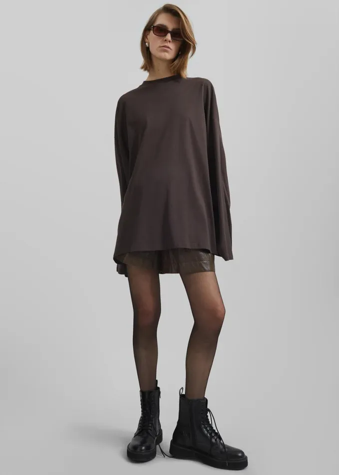 Clothing Women The Frankie Shop Rio Oversized Sleeve Tee 8211 Dark Brown