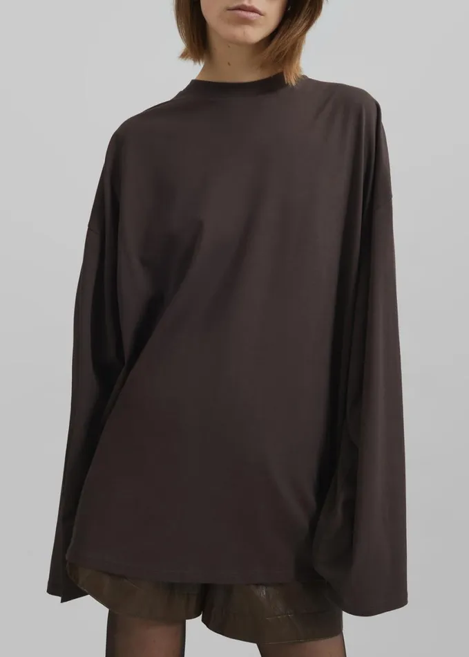 Clothing Women The Frankie Shop Rio Oversized Sleeve Tee 8211 Dark Brown