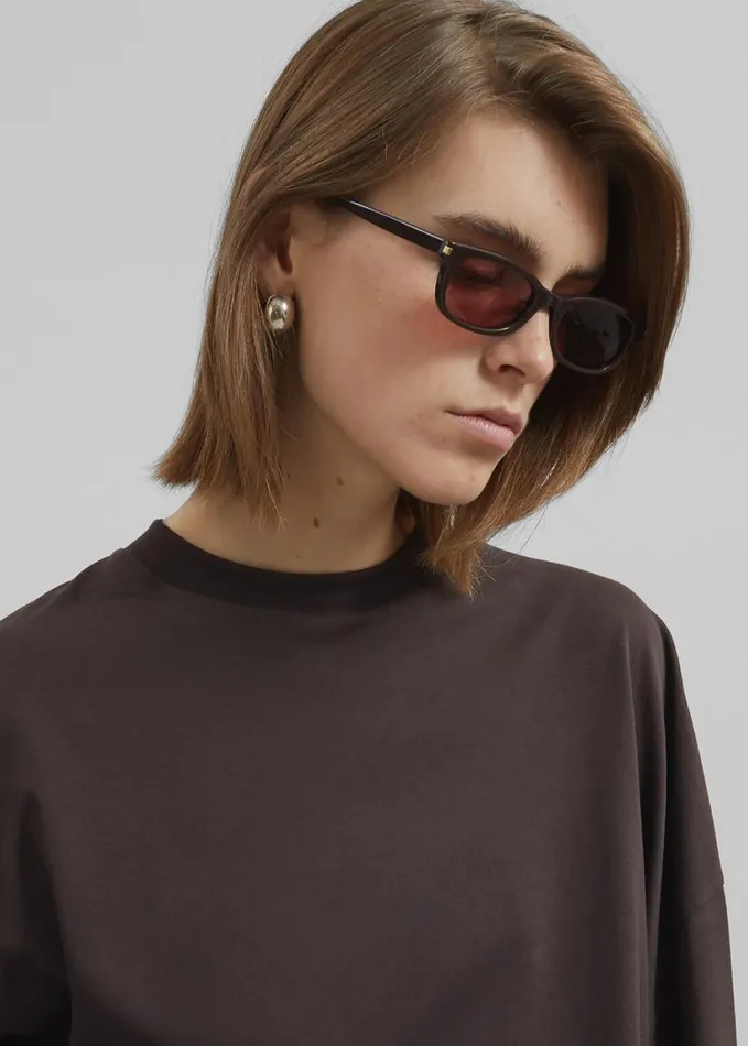 Clothing Women The Frankie Shop Rio Oversized Sleeve Tee 8211 Dark Brown