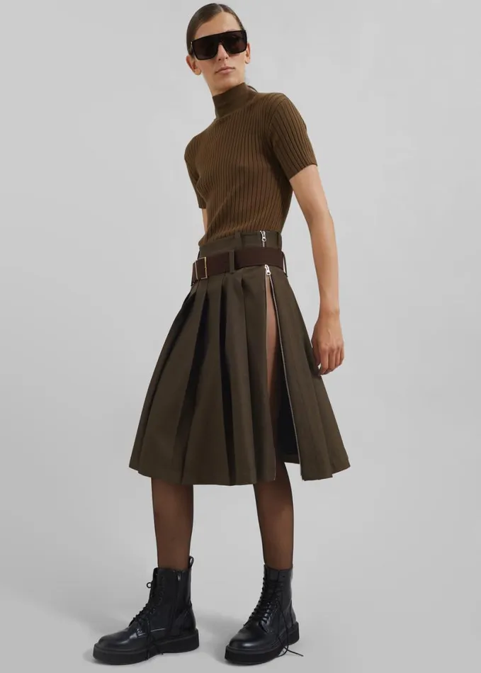 Clothing Women The Frankie Shop Sarina Pleated Skirt 8211 Brown