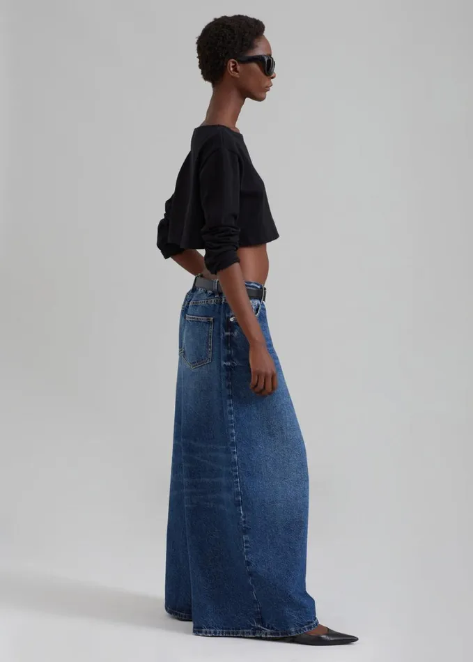 Clothing Women The Frankie Shop Sasha Wide Leg Jeans 8211 Dark Blue