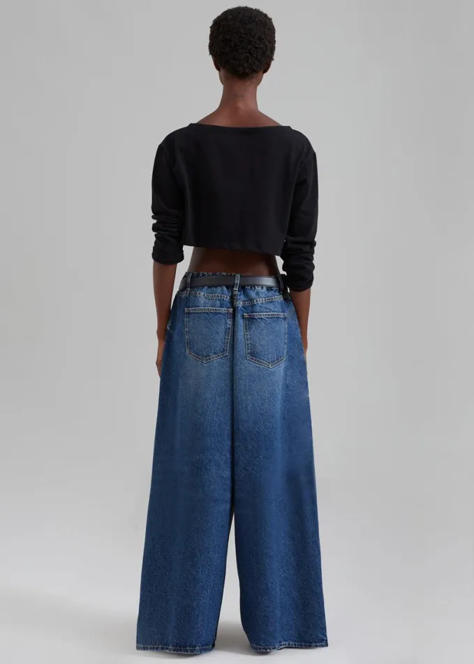 Clothing Women The Frankie Shop Sasha Wide Leg Jeans 8211 Dark Blue