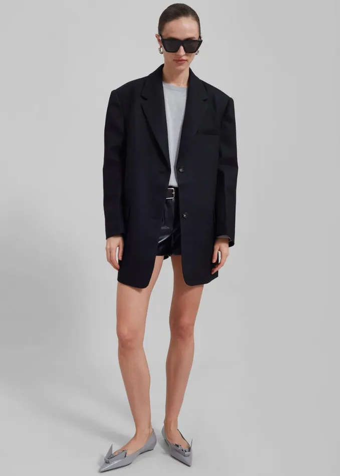 Clothing Women The Frankie Shop Silas Oversized Wool Blazer 8211 Black