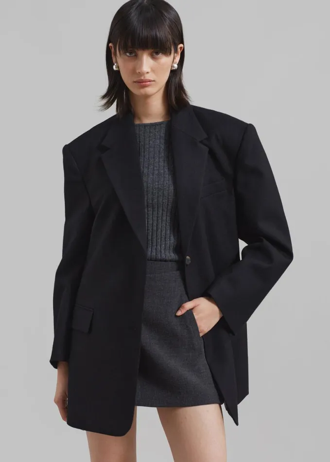 Clothing Women The Frankie Shop Silas Oversized Wool Blazer 8211 Black