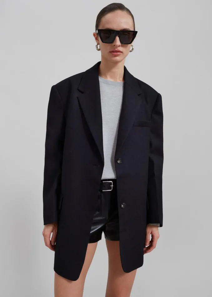 Clothing Women The Frankie Shop Silas Oversized Wool Blazer 8211 Black