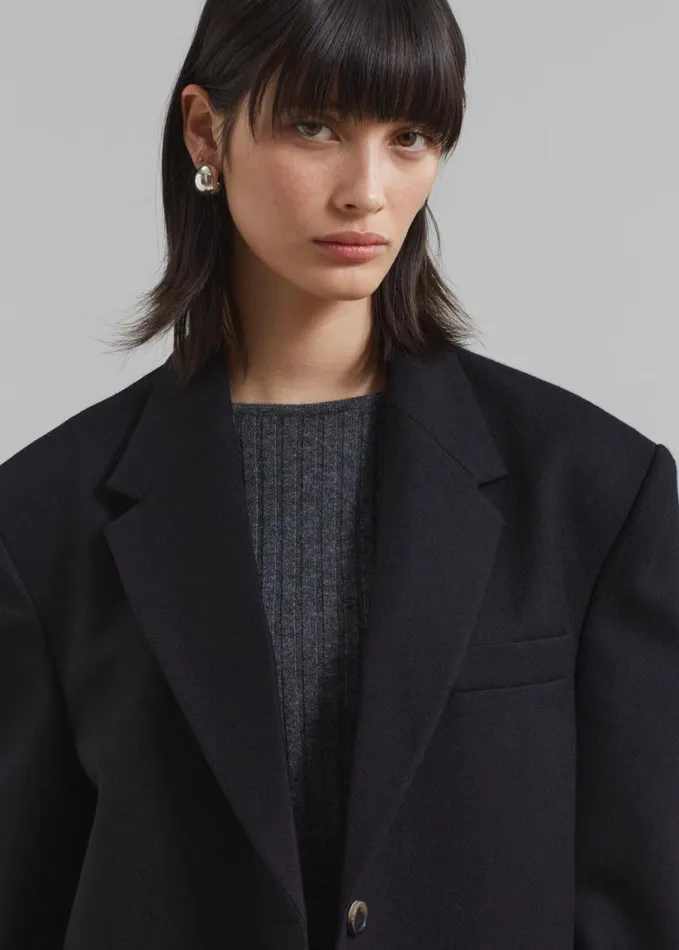 Clothing Women The Frankie Shop Silas Oversized Wool Blazer 8211 Black