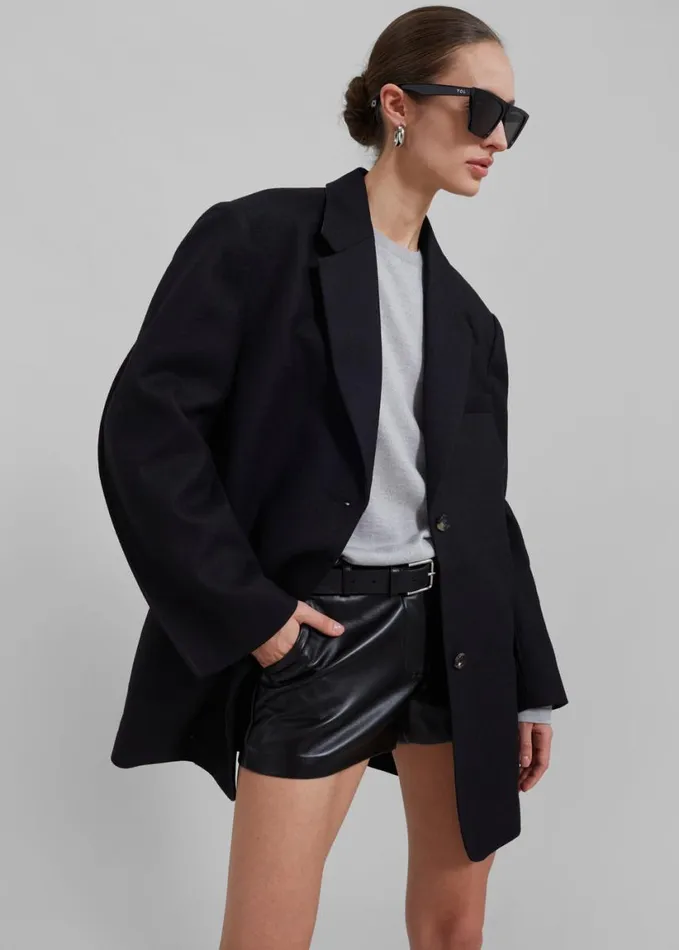 Clothing Women The Frankie Shop Silas Oversized Wool Blazer 8211 Black