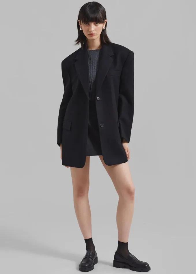 Clothing Women The Frankie Shop Silas Oversized Wool Blazer 8211 Black