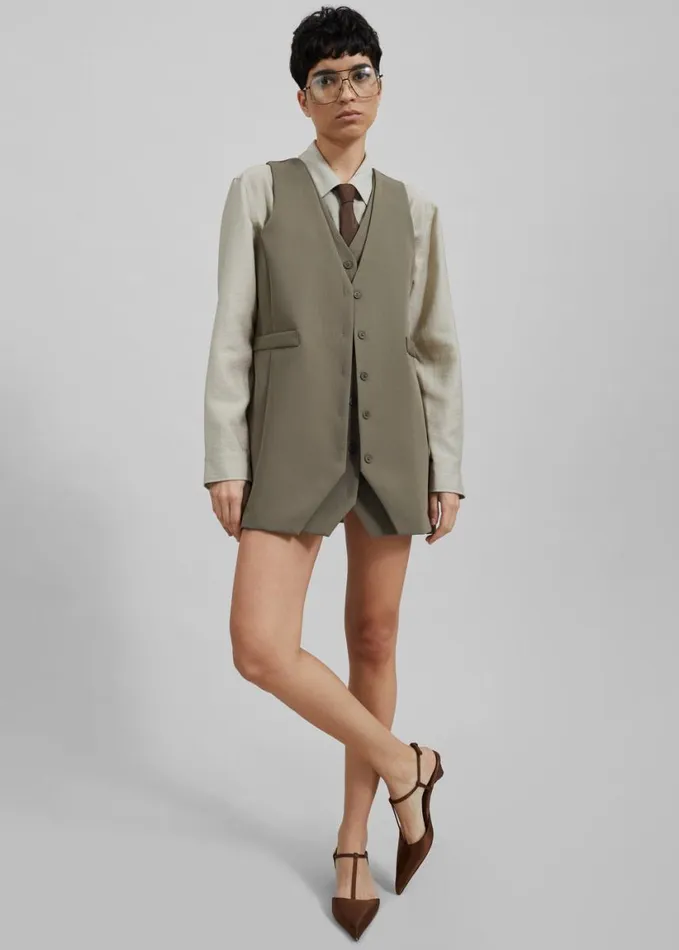 Clothing Women The Frankie Shop Sophia Mini Vest Dress 8211 Khaki