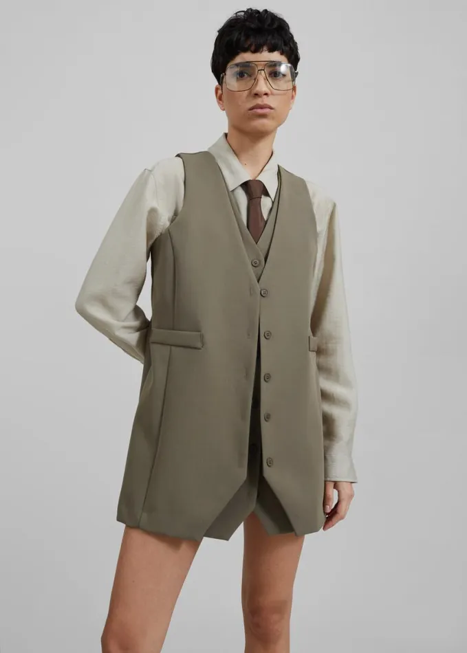 Clothing Women The Frankie Shop Sophia Mini Vest Dress 8211 Khaki