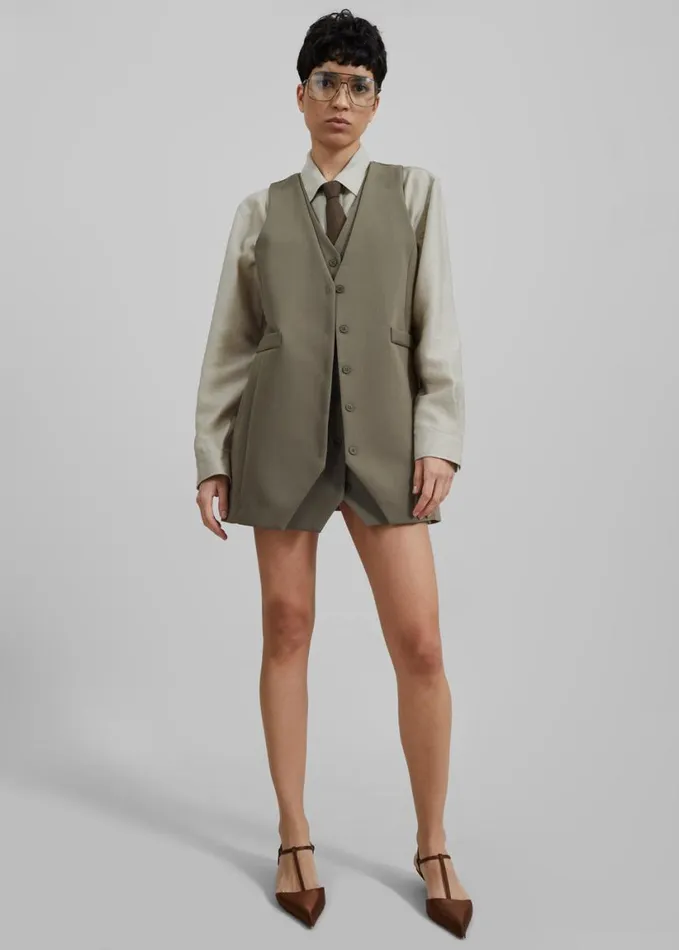 Clothing Women The Frankie Shop Sophia Mini Vest Dress 8211 Khaki