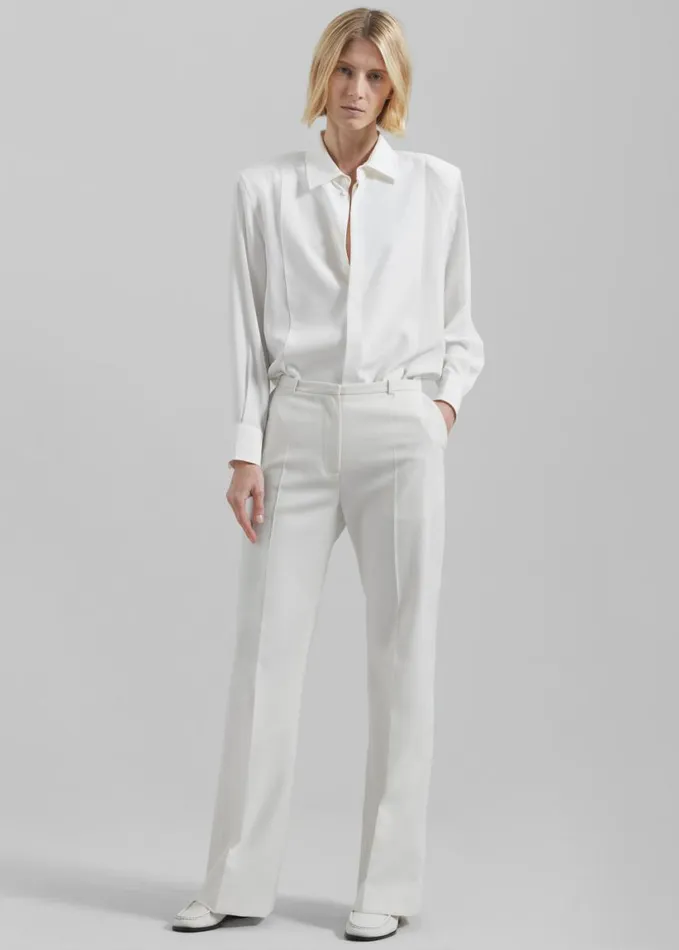 Clothing Women The Frankie Shop Sophie Silky Padded Shirt 8211 White