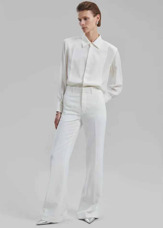 Clothing Women The Frankie Shop Sophie Silky Padded Shirt 8211 White