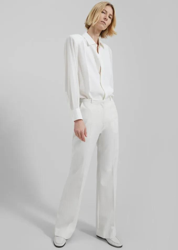Clothing Women The Frankie Shop Sophie Silky Padded Shirt 8211 White