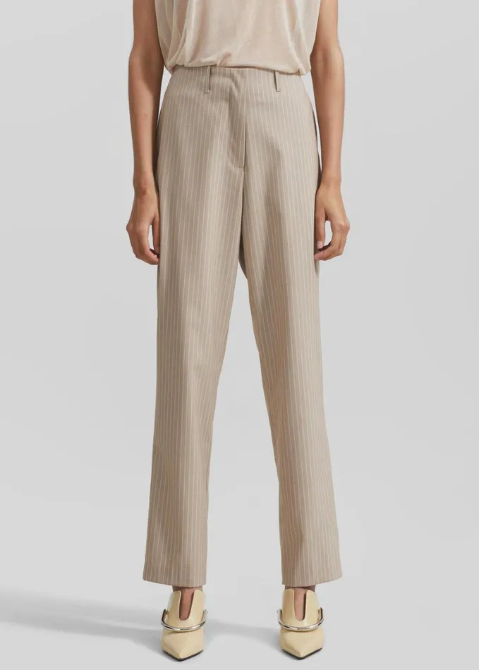 Clothing Women The Frankie Shop Stasia Pants 8211 Beige Stripe