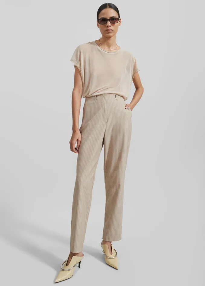 Clothing Women The Frankie Shop Stasia Pants 8211 Beige Stripe