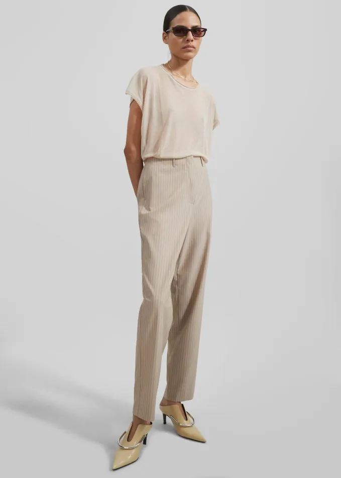 Clothing Women The Frankie Shop Stasia Pants 8211 Beige Stripe