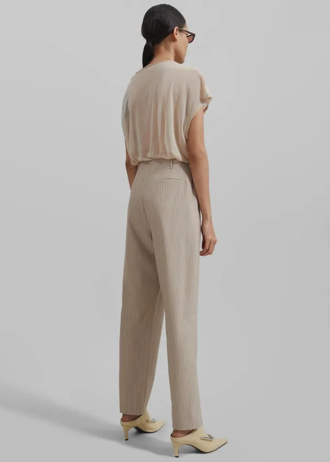 Clothing Women The Frankie Shop Stasia Pants 8211 Beige Stripe