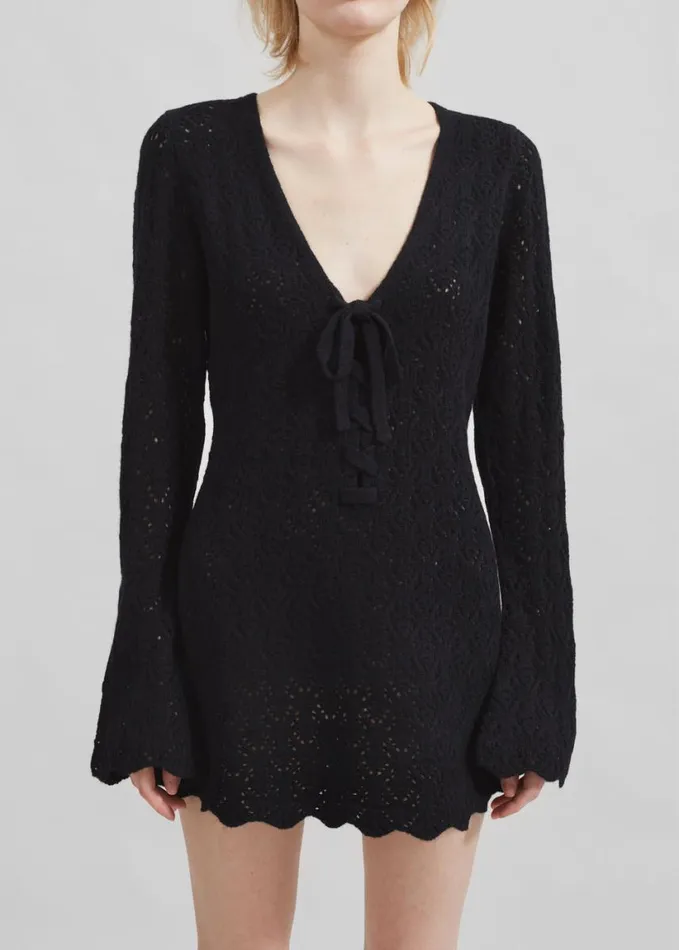 Clothing Women The Frankie Shop The Garment Canada Crochet Short Dress 8211 Black