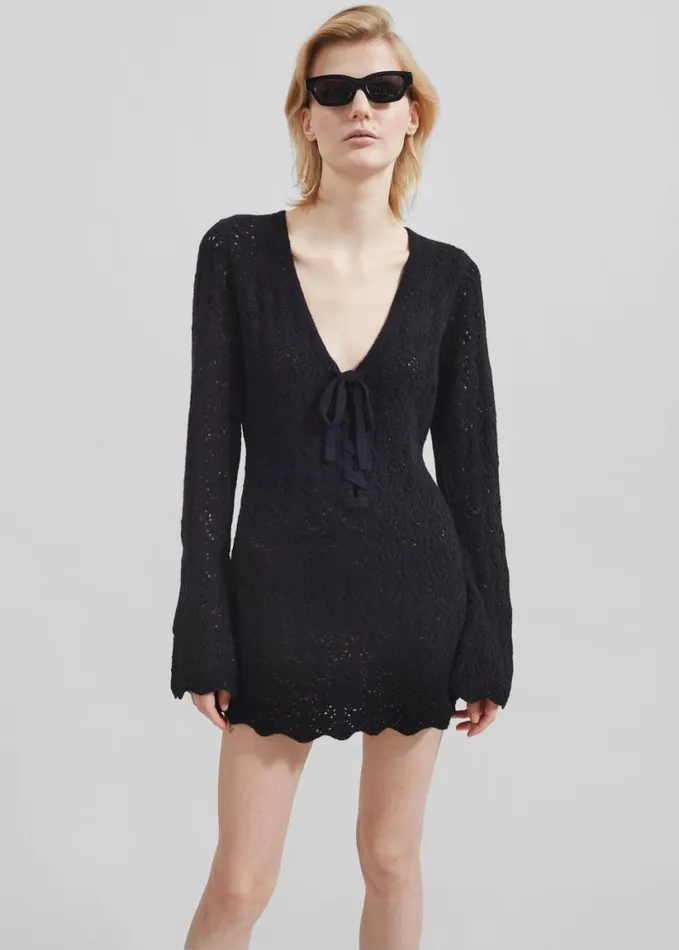 Clothing Women The Frankie Shop The Garment Canada Crochet Short Dress 8211 Black