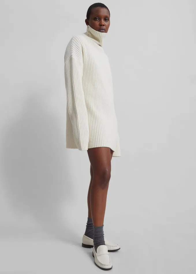 Clothing Women The Frankie Shop Thelma Ribbed Sweater Dress Cream