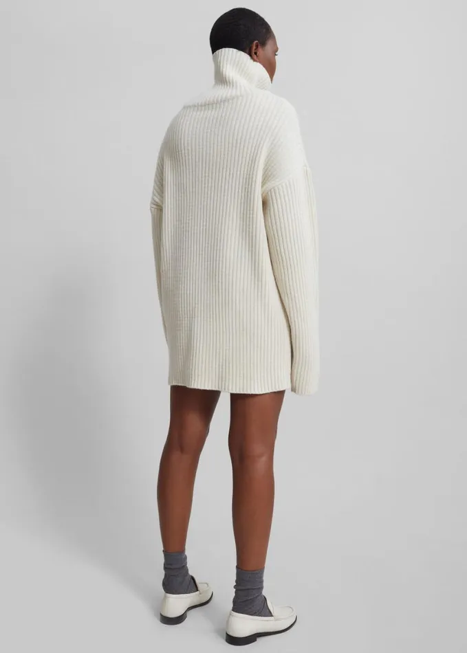 Clothing Women The Frankie Shop Thelma Ribbed Sweater Dress Cream