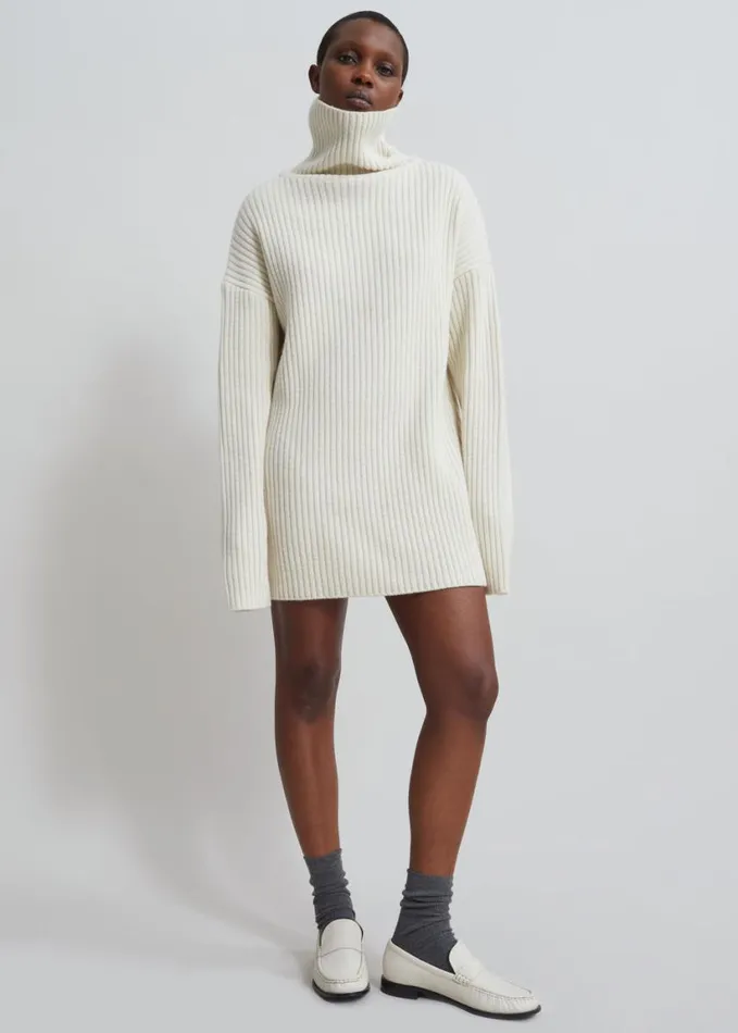 Clothing Women The Frankie Shop Thelma Ribbed Sweater Dress Cream