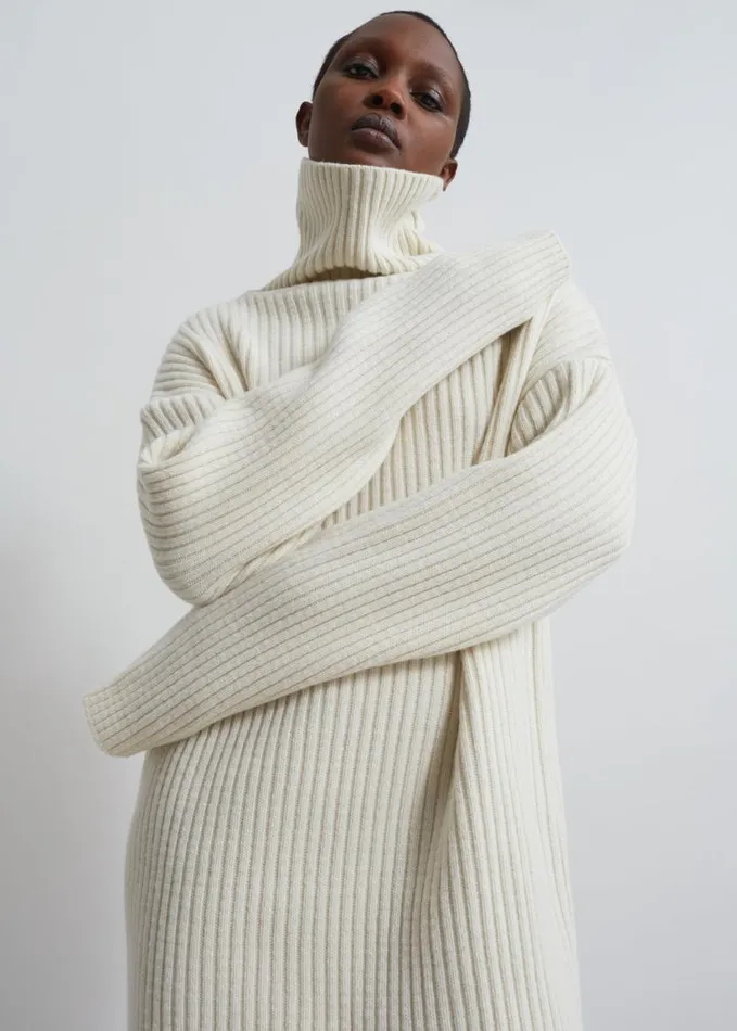 Clothing Women The Frankie Shop Thelma Ribbed Sweater Dress Cream
