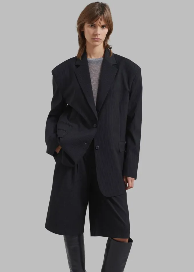 Clothing Women The Frankie Shop Wilma Blazer 8211 Black Pinstripe