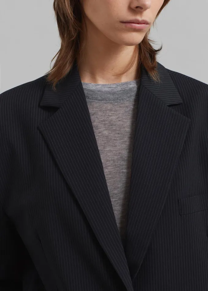Clothing Women The Frankie Shop Wilma Blazer 8211 Black Pinstripe