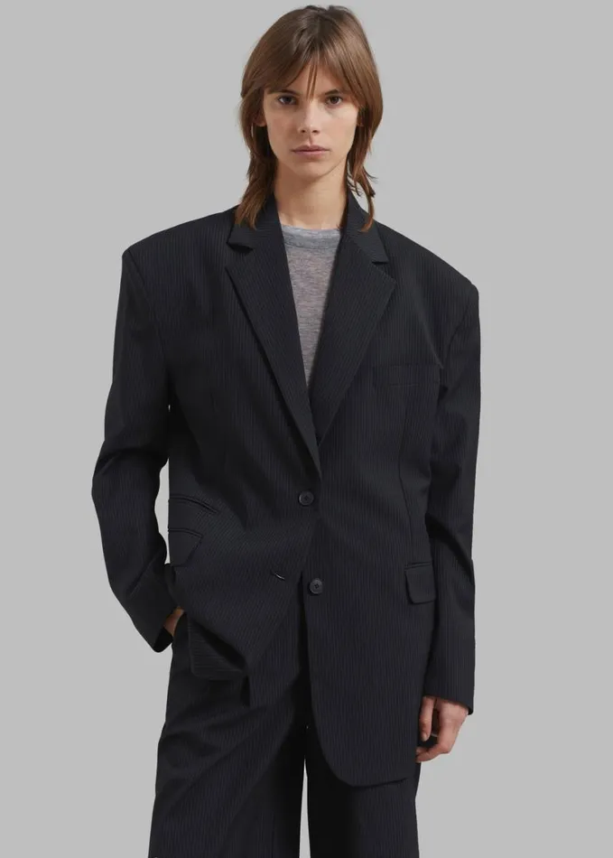 Clothing Women The Frankie Shop Wilma Blazer 8211 Black Pinstripe