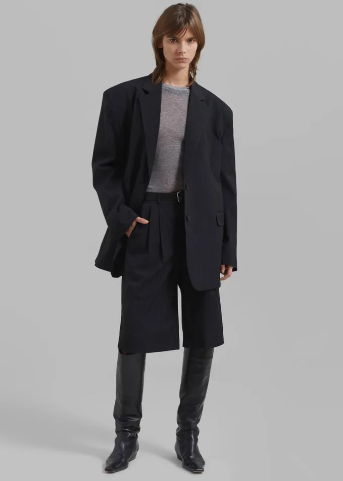 Clothing Women The Frankie Shop Wilma Blazer 8211 Black Pinstripe